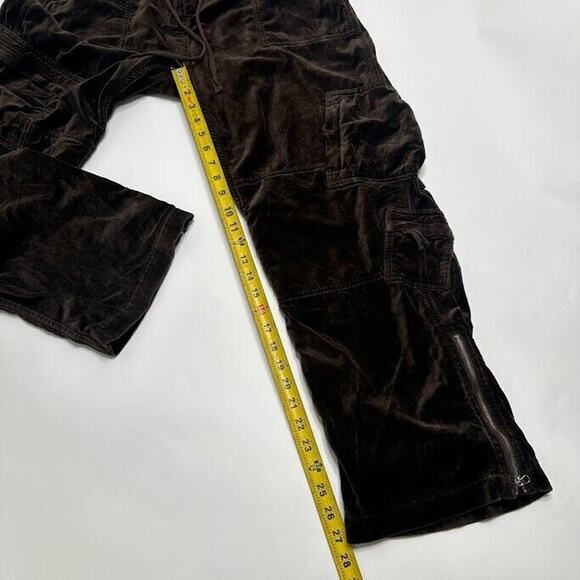 Sundance Womens Pants Size P14 Petite Brown Cargo Velvet Zipper Hem Drawstring - Picture 4 of 11